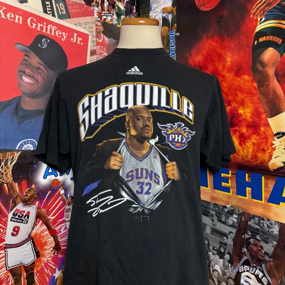 Phoenix Suns Shaquille O Neal NBA Adidas T Shirt Graphic Tee Mens Sz Large - Picture 1 of 6